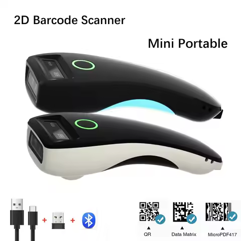 Mini Barcode Scanner W6 Wireless 1D 2D CMOS Scanner Bluetooth Mini Pocket QR Code Reader IOS Android