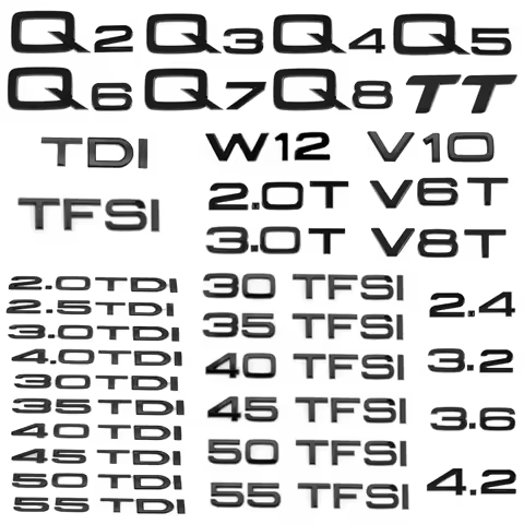 Glossy Black ABS Numbers Letters Q2 Q3 Q4 Q5 Q6 Q7 Q8 TDI TFSI 2.0T Emblem For Audi Q series Car Fen