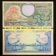 1 Lembar 25 Rupiah Seri Bunga Tahun 1959 / Uang Kuno Indonesia / Hobi