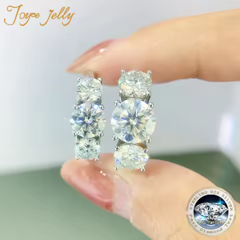 JoyceJelly S925 Sterling Silver Colors Moissanite Ring 2CT 4CT Total Full Moissanite Diamond Jewelry