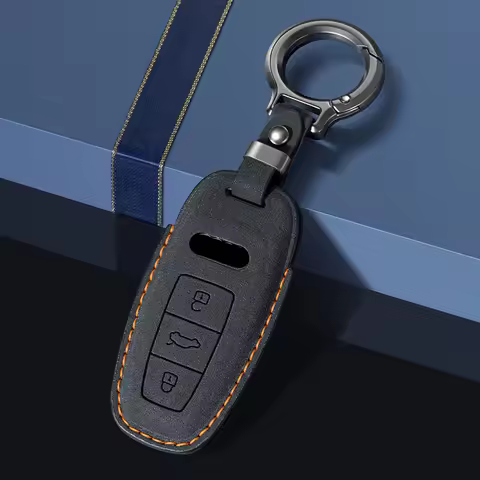 Leather Car Remote Key Cover Case Holder shell Protector Fob For Audi New A3L A4L A5 A6L A7L Q4 e-tr