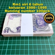 A737 rm1 siri 6 100pcs 1 stack rm1 lama duit kertas lama duit syiling lama barang antik barang lama 