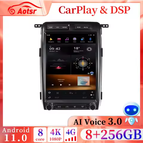 2din 8+256GB 13.6" Tesla Screen Android 13.0 Car Radio GPS For Ford Raptor F150 Expedition 2008-2014