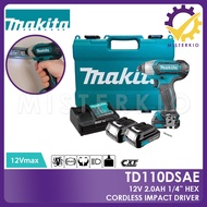 Makita TD110DSAE, 12V Cordless Impact Driver 110Nm, Comes with 2pcs 2.0AH Batteries and 1pc Fast Charger