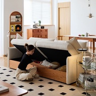 Loft Home Japandi Boucle Fabric Pine Wood Storage 3 Seater Sofa KANGAROO