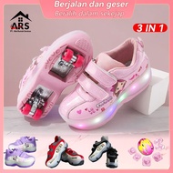 2-in-1 Children's Roller Skates with 4 Stable Wheels + Colorful LEDs Suitable for Learning to Play S