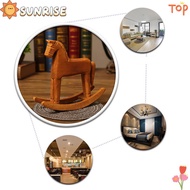 SUNRISE Wooden Rocking Horse Ornament, Pine 7.48x7.09in Tabletop Trojan Horse Decor, Horse light bro