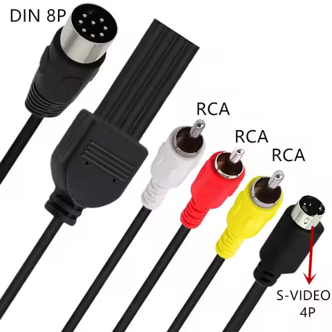 Din 8pin to Mini DIN4Pin 3RCA Cable TV Data Cable Adapter 1.5M AV DV S-VIDEO Audio Video Extension M