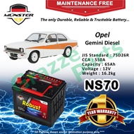 Münster Robust MF CMF NS70 | NS70R | 75D26R (65AH) Car Battery Bateri Kereta for Opel Gemini Diesel