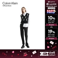 CALVIN KLEIN กางเกงขายาวเอวสูงผู้หญิง ทรง High-Rise Regular รุ่น J223723 BEH - สีดำ