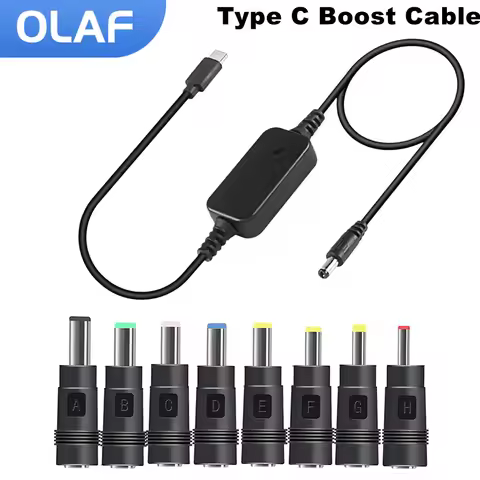 Type C To DC Boost Cable DC 5V to 20V WiFi to Powerbank Cable Connector USB C Fast Charging Cable Bo