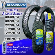 MICHELIN Anakee Street Tires RIM 13 RIM 14 ( 80/80-14 , 80/90-14 , 90/90-14 , 110/80-14 , 120/70-14 , 130/70-13 ) with FREE Koby Tire Sealant and Pito for Honda ADV like Corsa