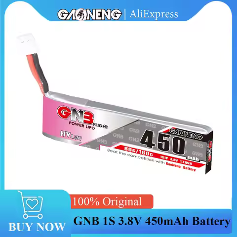GAONENG GNB 1S 3.8V 450mAh 80C/160C LiPo Battery PH2.0 For Racing Drone