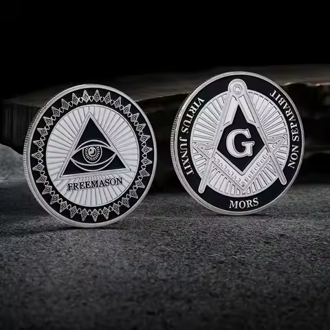 Freemason Challenge Coin, Mason Masonic Lodge Commemorative Coin Token Collectible with Gift Box
