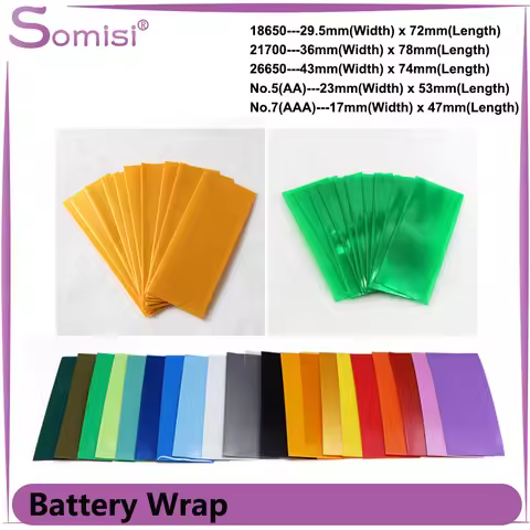 18650/26650/21700/No.5/No.7 PVC Battery Wrap FilmTape Precut Shrinkable Sleeve Protect Pipe Cover He