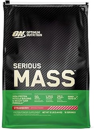 Optimum Nutrition Serious Mass Strawberry Weight Gain Protein Powder | 12 lbs