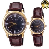 Casio Quartz Classic Black Dial Leather Band Watch for Couple(Brown)