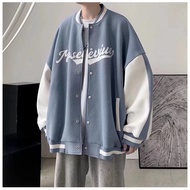 2022 New Men's Ins Trend All-match Baseball Jacket Varisty Light Blue Unisex Letter Printed Loose Ca