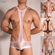 Sexy Pink Mens Backless Thong Bodysuit High Elastic Swimwear Underwear for Fitness