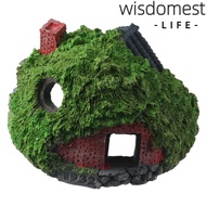 WISDOMEST Aquarium Decoration, Thatched House Resin Hobbit House, Simulation Simulation Betta Hideou