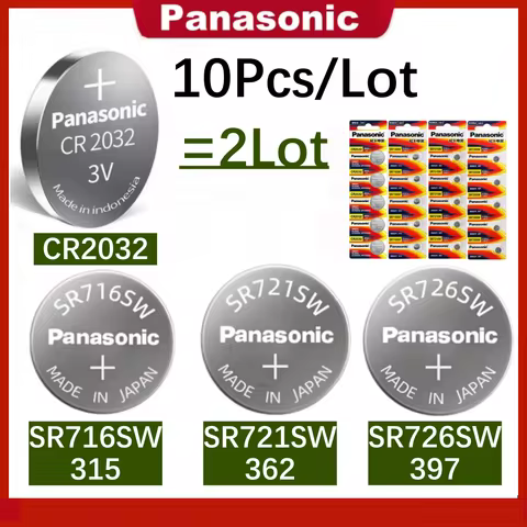 10Pcs Panasonic Original Battery SR716SW 315 SR721SW 362 SR726SW 397 CR2032 For Watch Calculator Clo