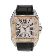 Cartier Cartier Santos W20072X7 Automatic Mechanical Men's Watch Behind Diamonds