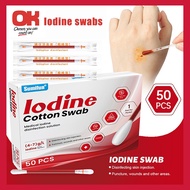 Disposable Iodine Alcohol Swab iodine swab Cotton Disinfectant Wound Disinfecting Solution 50pcs碘伏棉签
