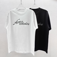 Acne Studios New Style Letter Print Couple Short Sleeve Round Neck Men Women T-Shirt