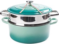 Vertical steamer Cookware Bottom cast Iron, Thick Enamel Soup Pot with Small Steamer, high Non-Stick pan, Non-Stick pan, Adapt to Gas Stove, Induction Cooker, Electric Ceramic Stove