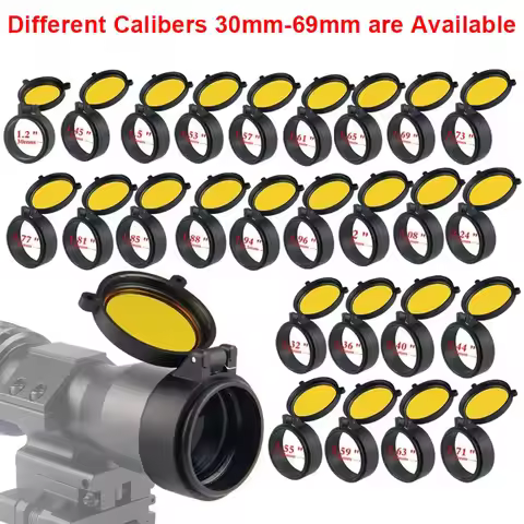 Hunting Scope Lens Cover Quick Flip Opened Matte Lens Protective Cover for 30-69mm Caliber Binocular