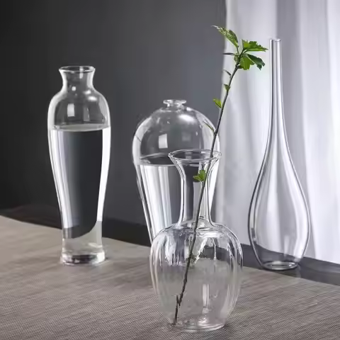 Contemporary Glass Bud Vases Zen Home Decor Transparent Cylinder Shaped Vase for One-Branch Ikebana 