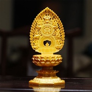 Guanyin Bodhisattva Base for Home Use, Elevated Buddha Base, Solid Wood Backlight Golden Lotus Base 