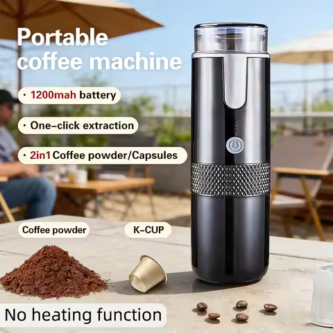 New Portable Coffee Maker Electric Capsule Grind-and-Brew Coffee Maker Suitable for Ground Coffee an