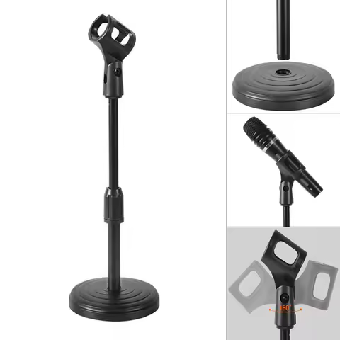 Flexible Desktop Tripod Folding Mic Stand With Adjustable Angle Disc Microphone Mount Holder Stand B