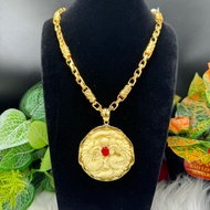 Vip Men's Necklace Set with 27 Round Dragon Faces and Dragon Chain with Box Lock with Durable Symbol