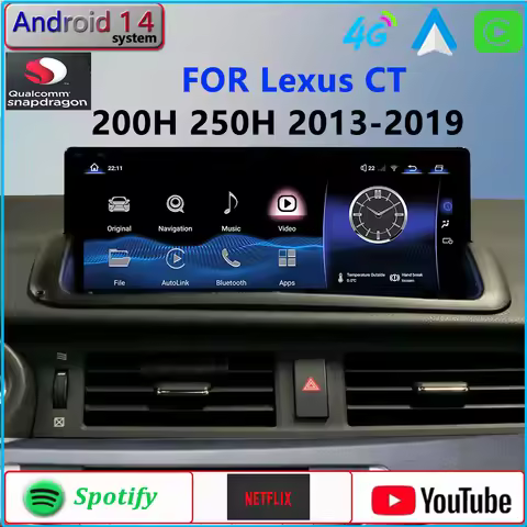 Android 14 Qualcomm For Lexus CT200H CarPlay Car Radio Stereo GPS Navigation Android auto 10.25Inch 