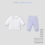 NOUS - White long sleeve shirt and blue striped pants set - 0M 3M 6M 9M - SS24.T8A - ZZZ