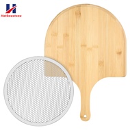 Pizza Peel and Screen Set Multipurpose Pizza Board Bamboo Pizza Paddle Lightweight Pizza Spatula Pad