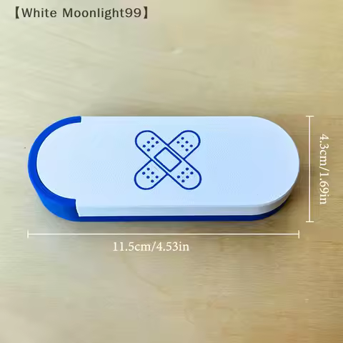 〔White〕Colourful Cute Band-Aid Storage Box Portable Sliding Toothpicks Swabs Dental Flossers Organiz