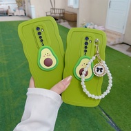 3D Summer Avocado With Chain Phone Case OPPO Reno2 Reno2F Reno2Z Cute Case Reno Reno3 Reno5 Reno6 Reno7 Case A9 2020 A5 2020
