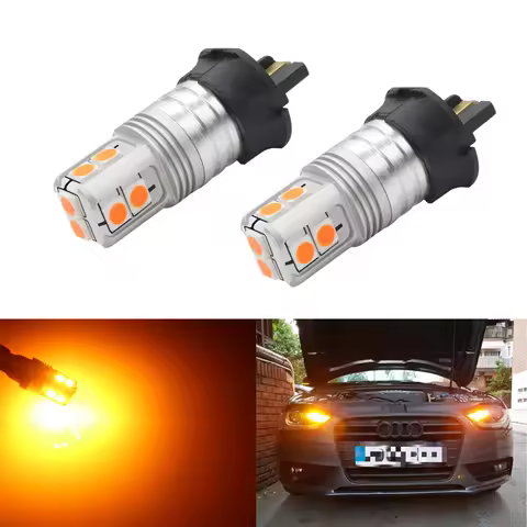 BMTxms 2PCS PW24W PWY24W LED Front Turn Signal DRL Lights Amber White For Audi A3 A4 A5 Q3 BMW F30 i