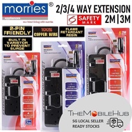 Morries 2M / 3M - 2 / 3 / 4 Way Power Extension Socket with Surge Protector Power Strip Cord