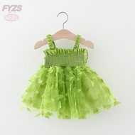 Fyzskids 1-4 years old Baby girl slip dress, summer dress, children's bow wings, princess dress, one