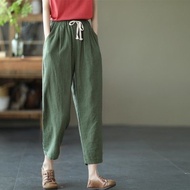 100% Cotton and Linen Retro Harlan Pants for Women 2025 Summer New Style Casual Pant Loose Solid Col