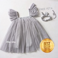 100% NEW BAJU WARNA ABU SILVER BAYI PEREMPUAN 6 12 BULAN DRESS ROK