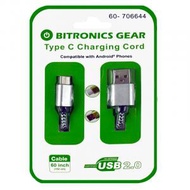 Bitronics Gear C 型充電線 60 USB 2.0 相容於 Android 手機