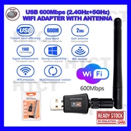600Mbps WiFi Adapter Dual Band 5GHz Wireless Wifi Dongle USB Receiver 802.11AC Wireless Network LAN 