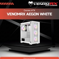 VenomRX Aegon White 4X12CM AUTO RGB Fan Venom RX Aegon Casing ATX White Casing Gaming Case ATX