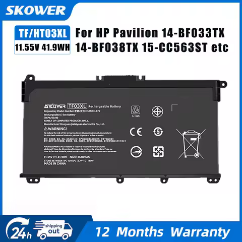SKOWER 41.9Wh HT03XL TF03XL laptop Battery For HP Pavilion 14-bf033TX 14-bf038TX 15-CC563ST HSTNN-LB