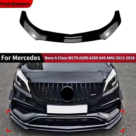 For Mercedes Benz A Class W176 A200 A260 A45 AMG 2013-2018 Car Lower Front Bumpers Lip Spoiler Bodyk
